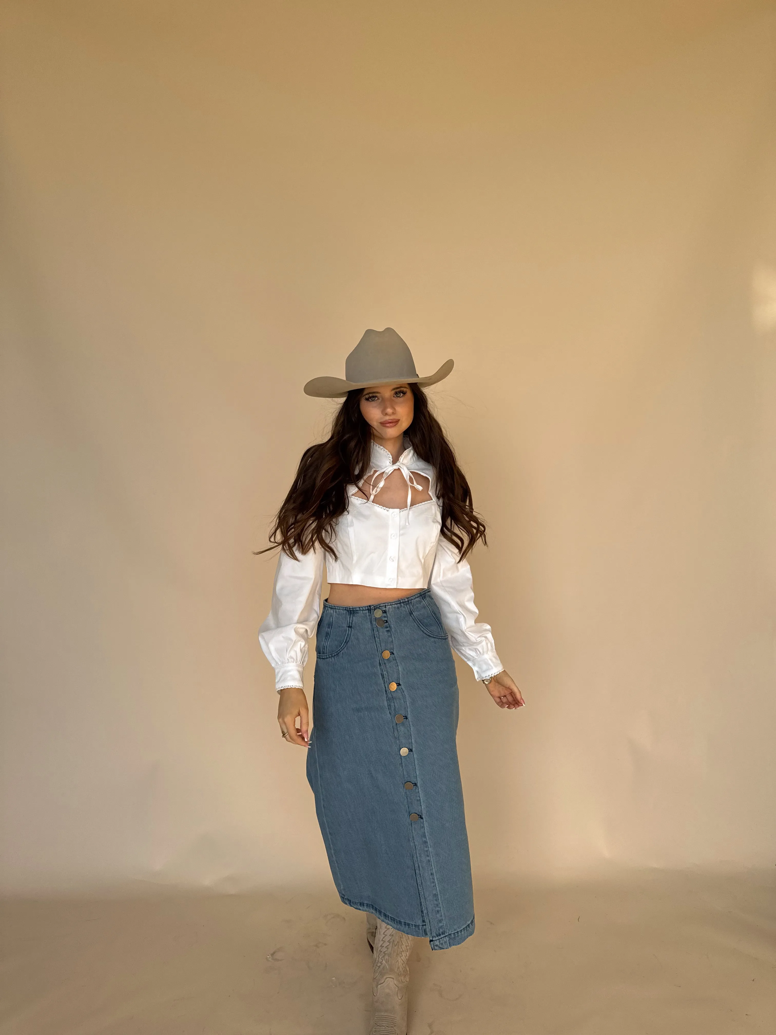 Denim Button Midi