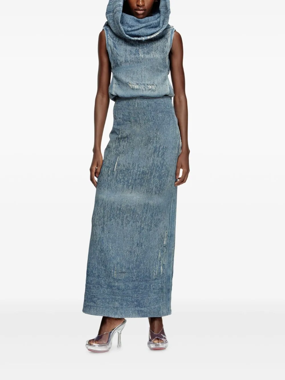 Diesel denim midi kjol
