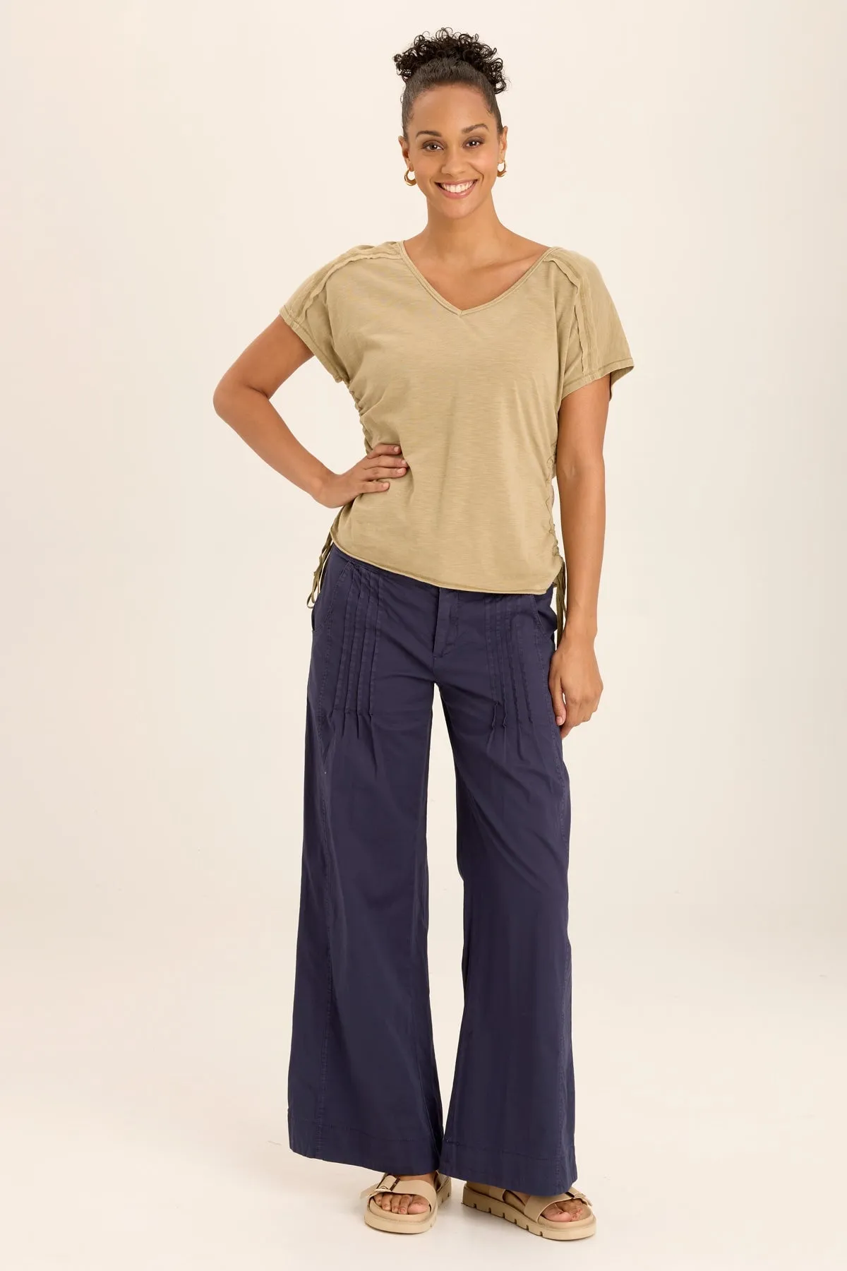 Diggory Cinched Cord V-Neck Jersey Tee