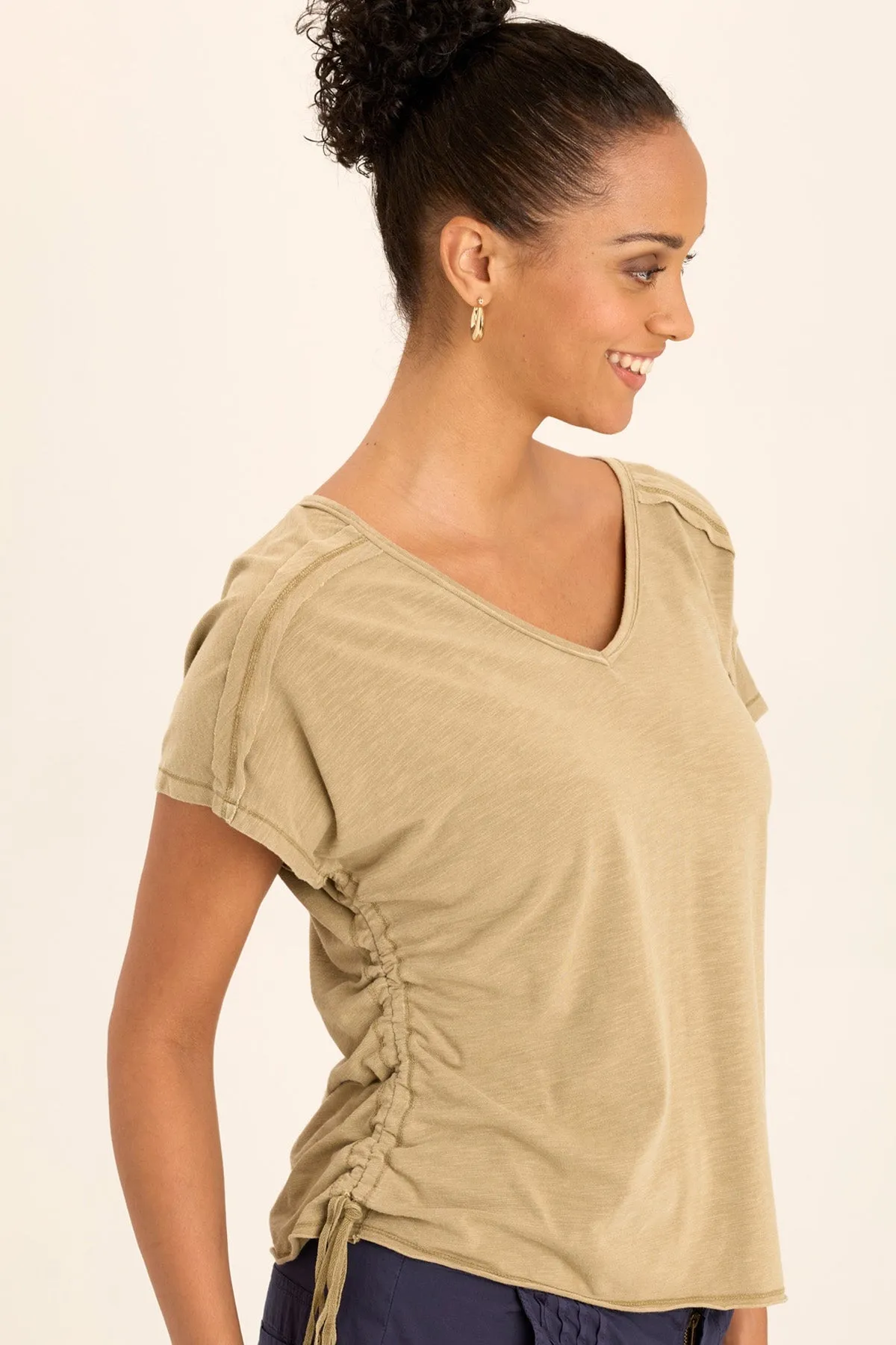 Diggory Cinched Cord V-Neck Jersey Tee