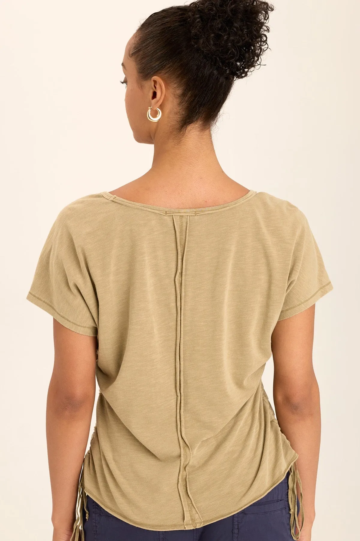 Diggory Cinched Cord V-Neck Jersey Tee