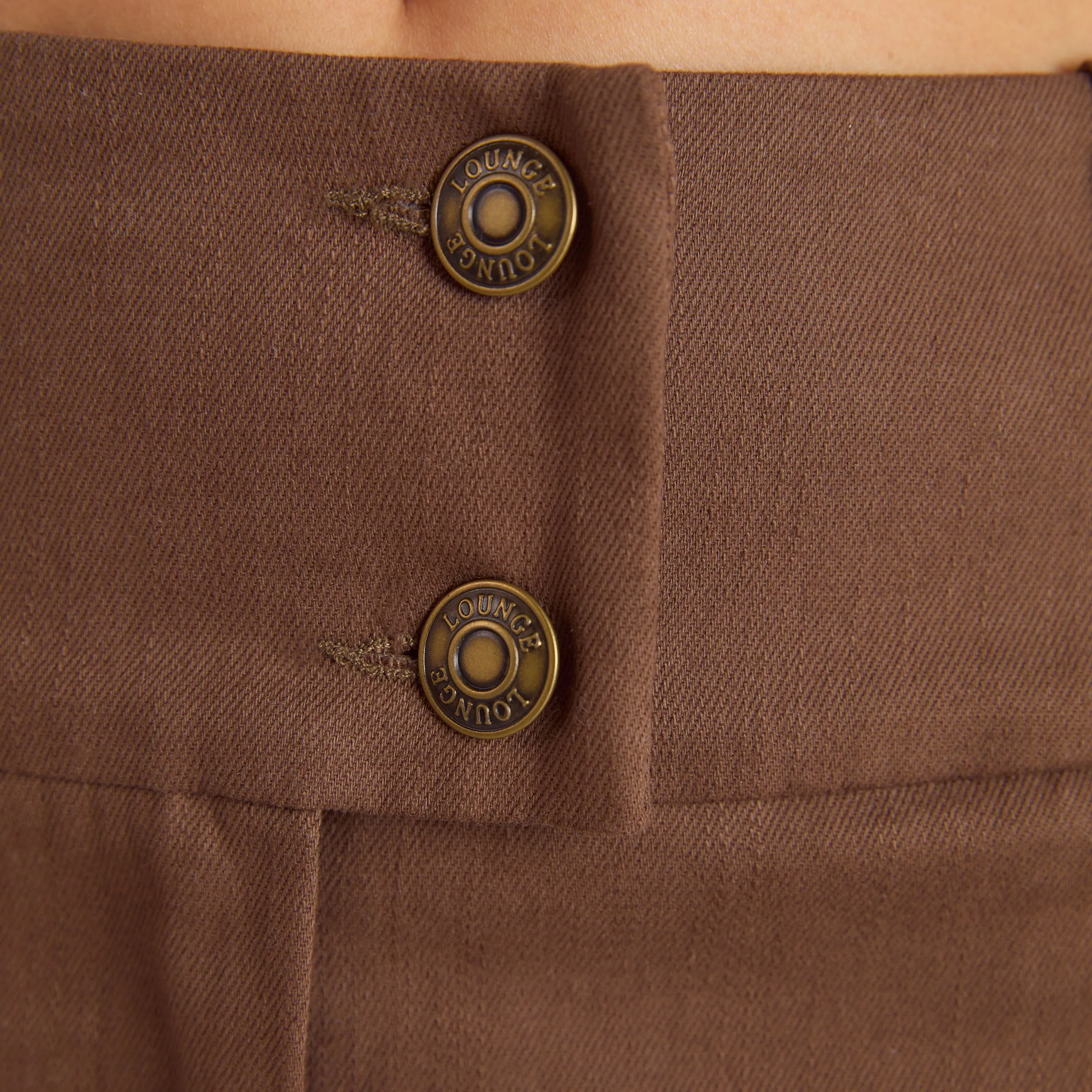 Double Button Woven Maxi Skirt - Chocolate