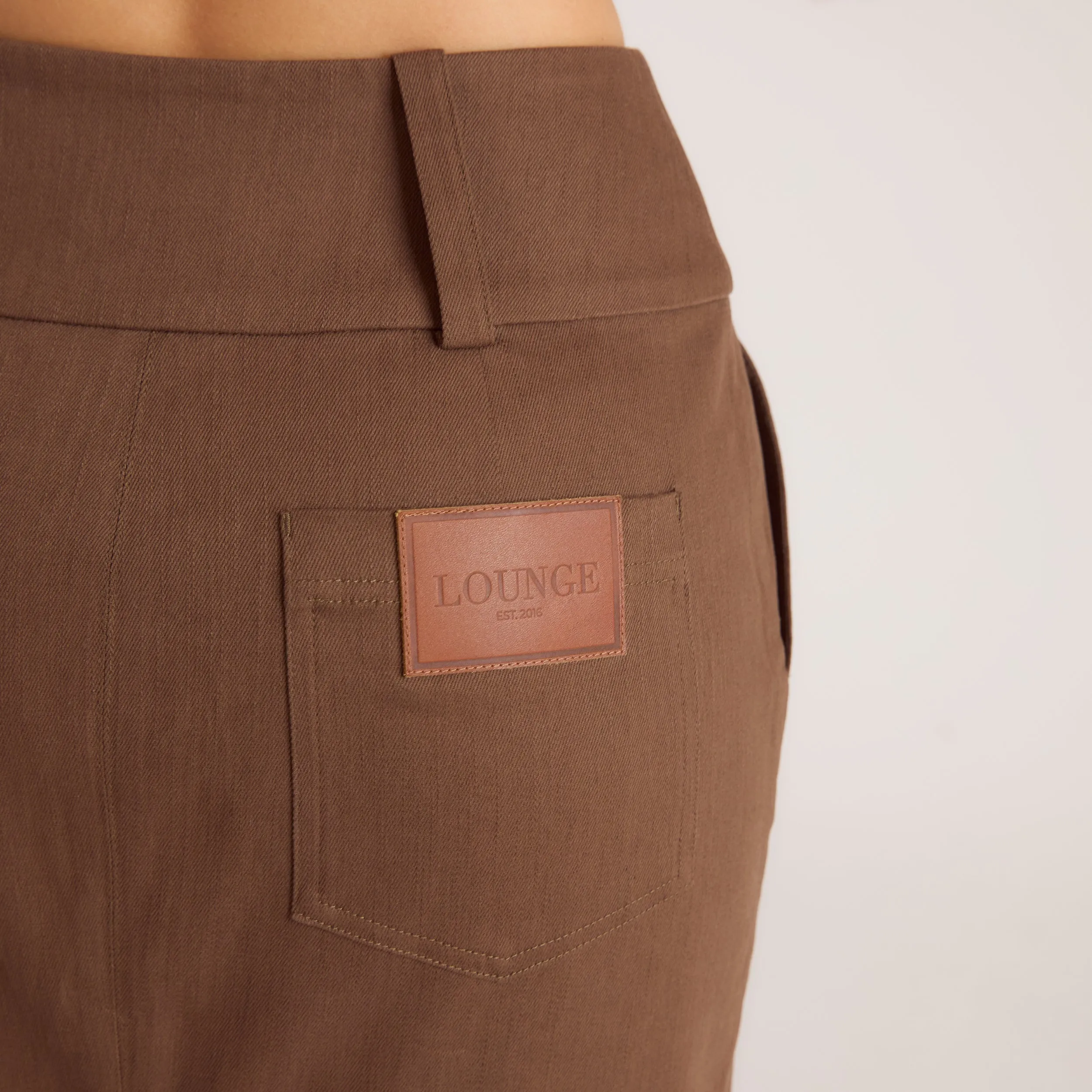 Double Button Woven Maxi Skirt - Chocolate