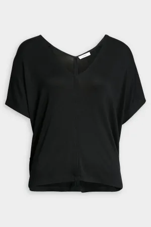 Double V-Neck Popover in Black