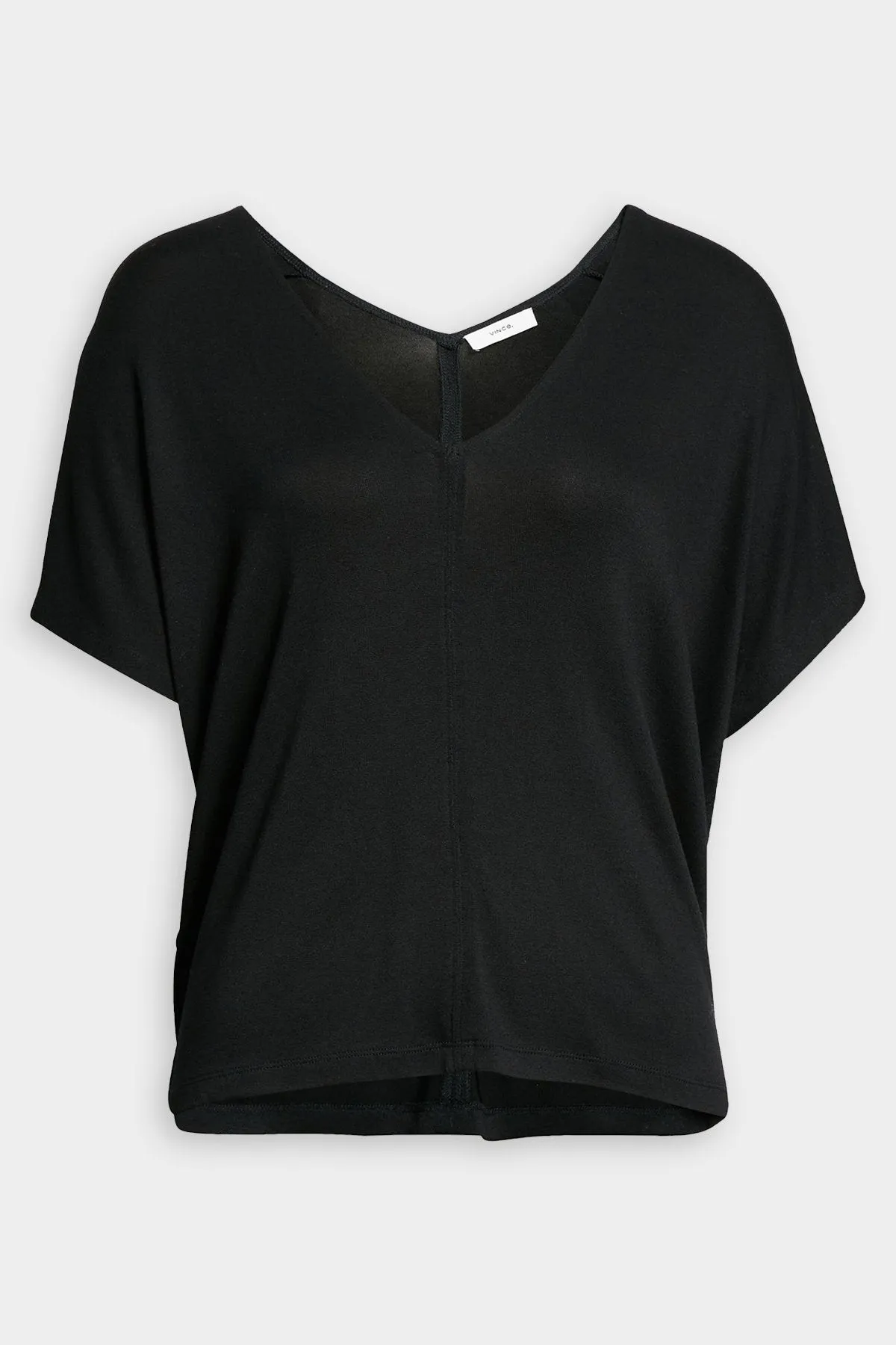 Double V-Neck Popover in Black