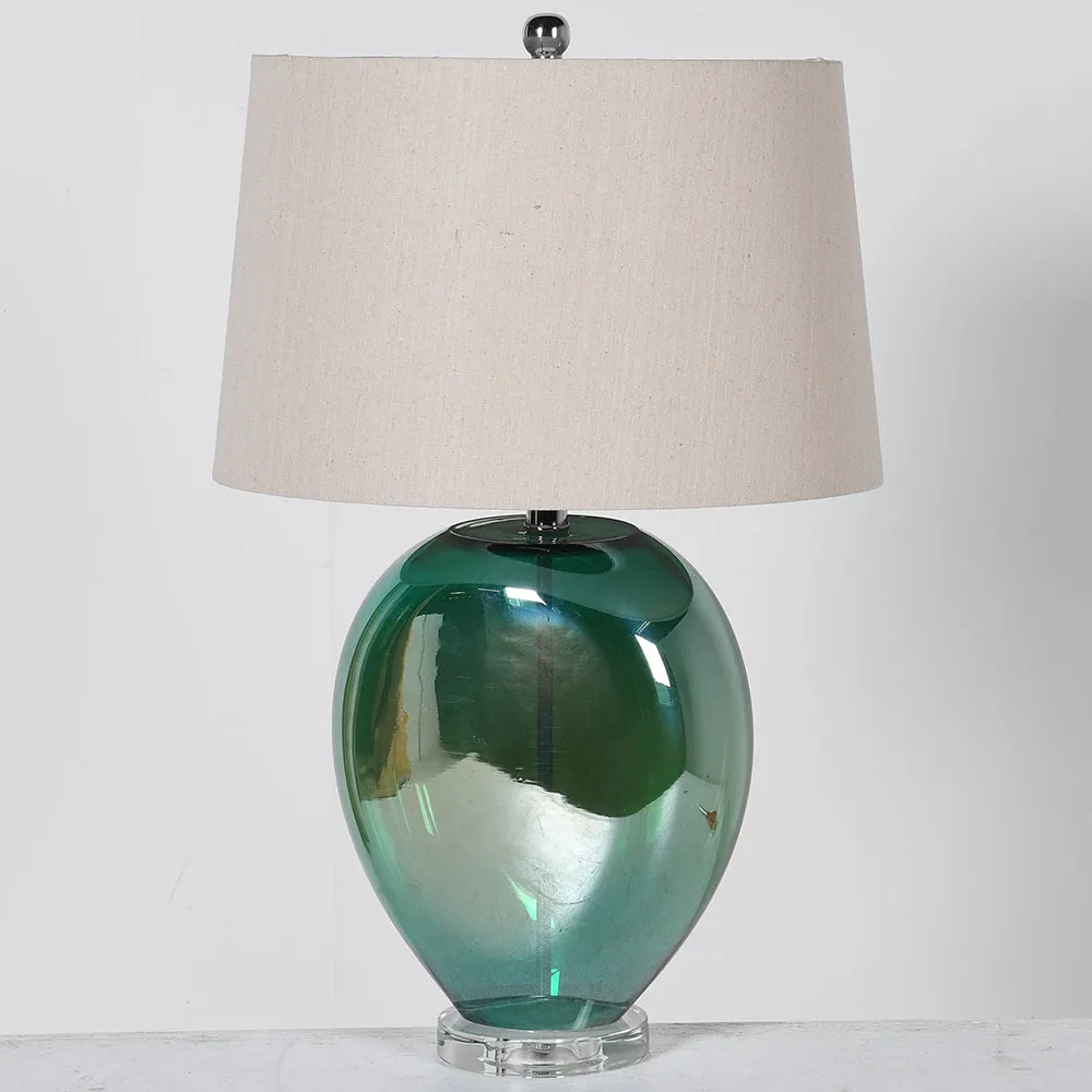 Dwell Hand Blown Metallic Lamp - Black/Green