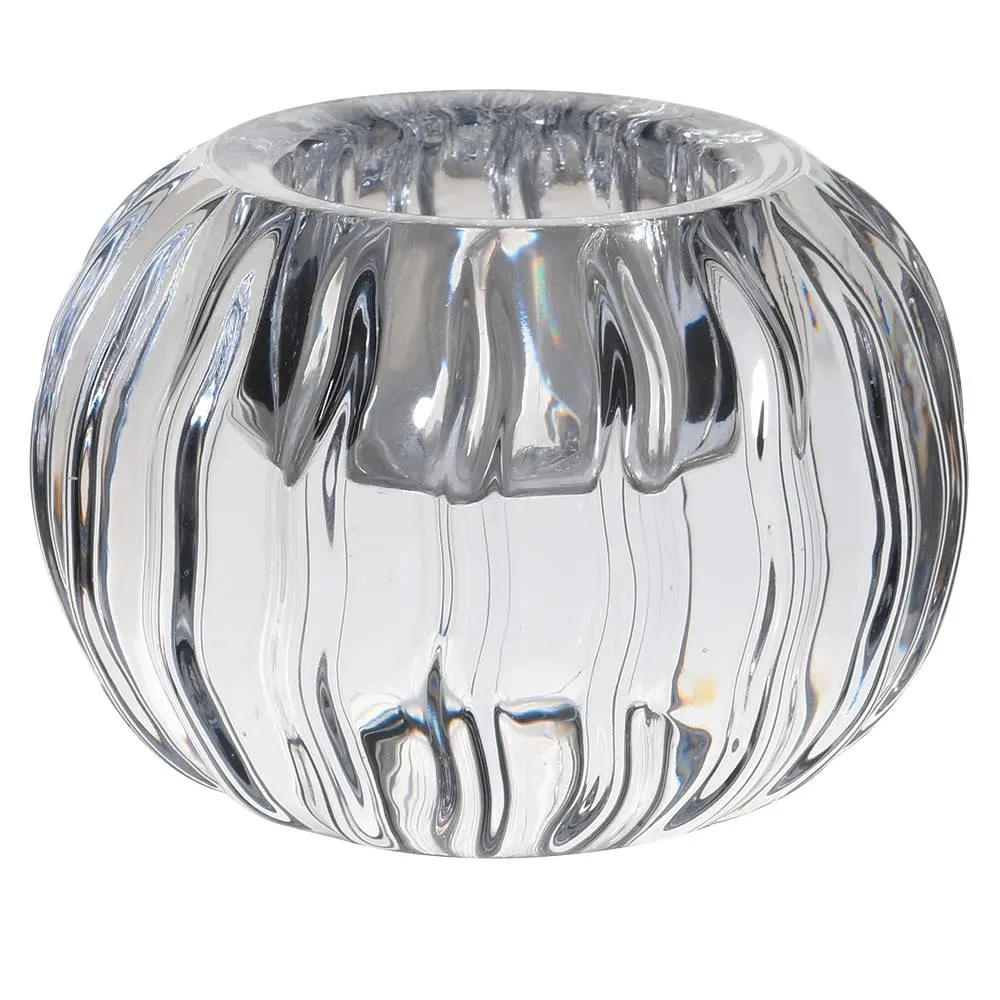 Dwell Round Ribbed Glass Candle Holder
