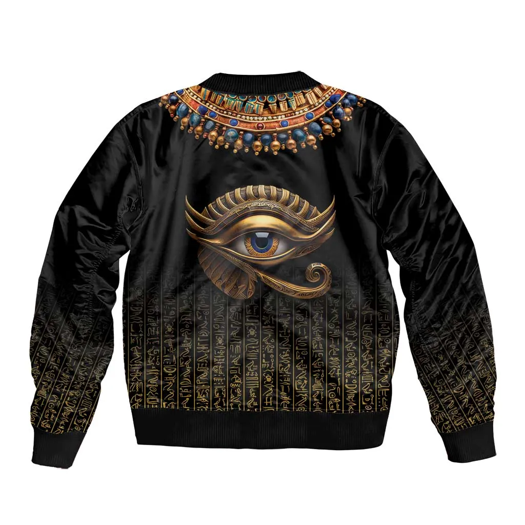 Egypt Eyes Of Horus Bomber Jacket with Egyptian Hieroglyphs LT9