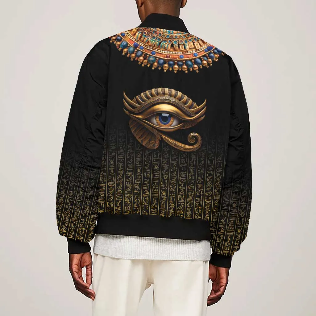 Egypt Eyes Of Horus Bomber Jacket with Egyptian Hieroglyphs LT9