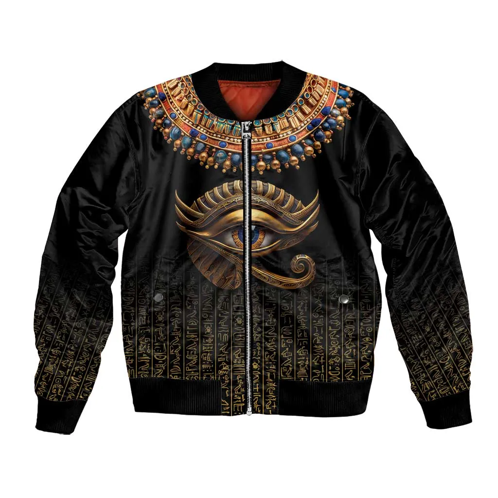 Egypt Eyes Of Horus Bomber Jacket with Egyptian Hieroglyphs LT9