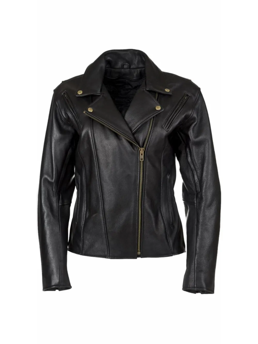Elastic Waist Lambskin Leather Moto Jacket