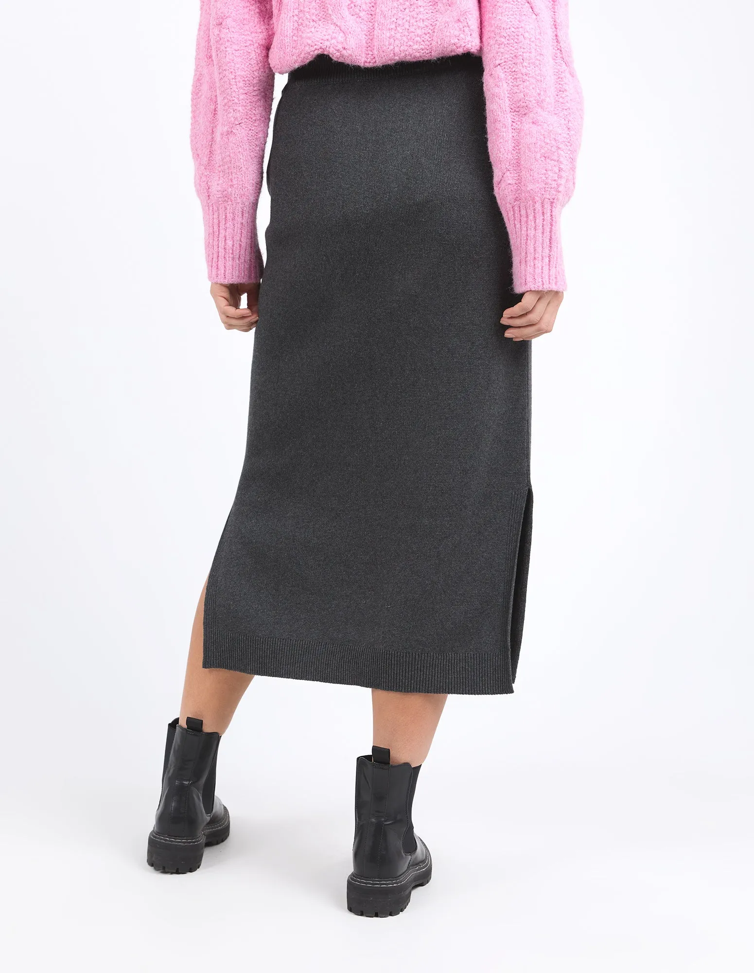 ELODIE KNIT SKIRT || CHARCOAL