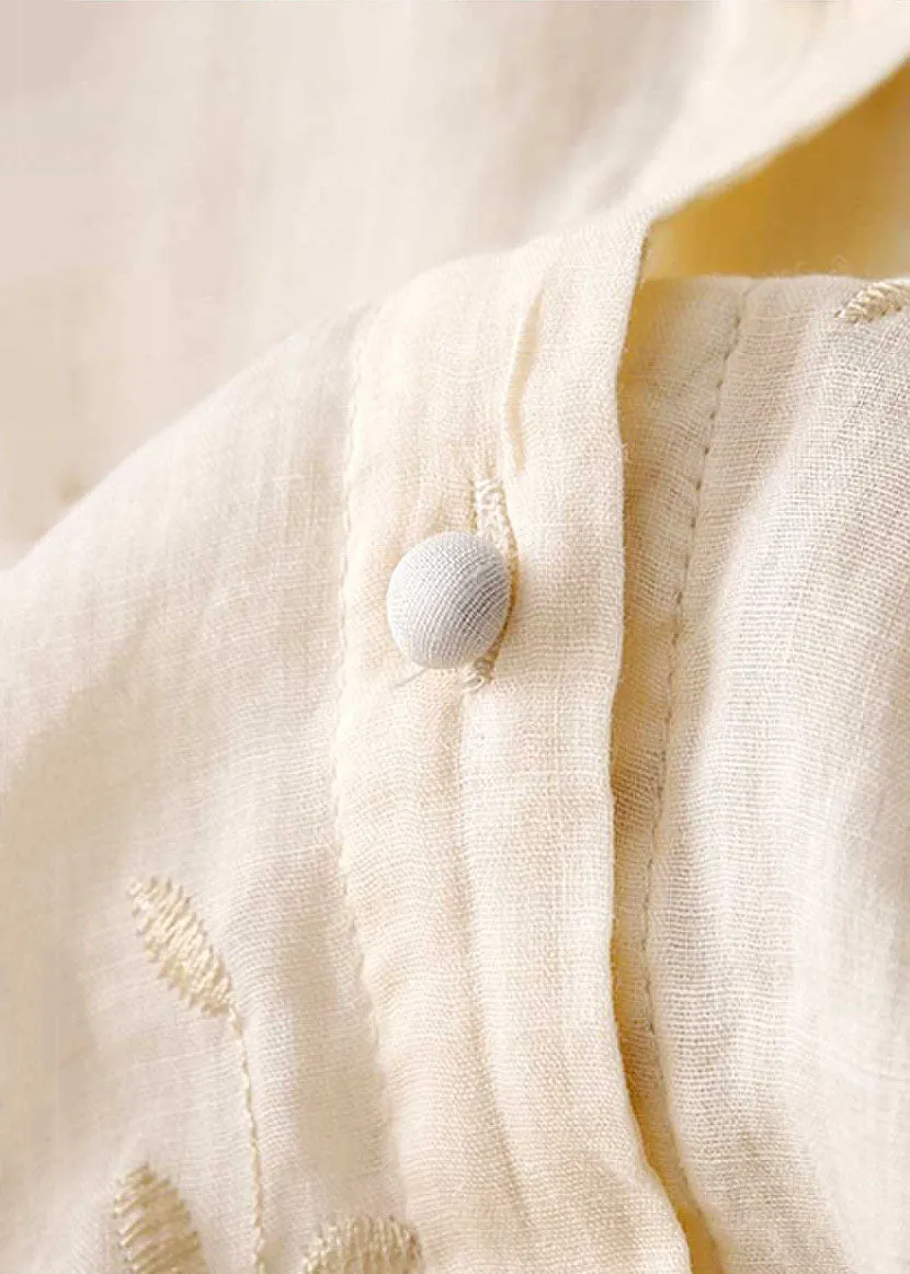 Eloise | Embroidered Cotton-Linen Blouse