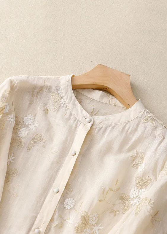 Eloise | Embroidered Cotton-Linen Blouse