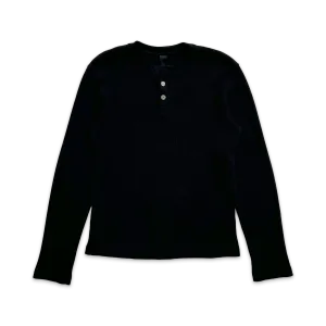 Embroidered Henley L/S  "Black"