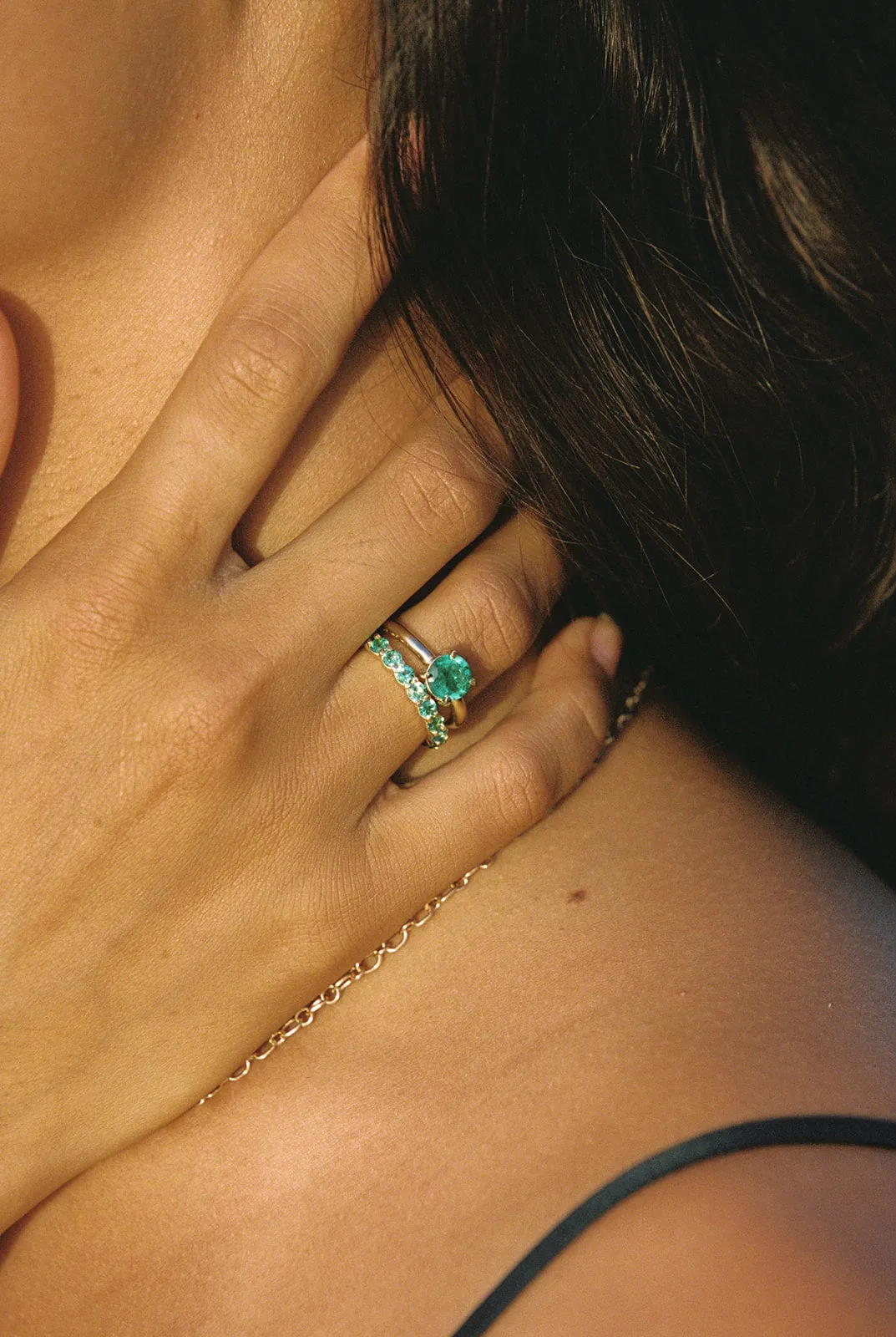 Emerald Round Solitaire Ring - Ring Size 6.5