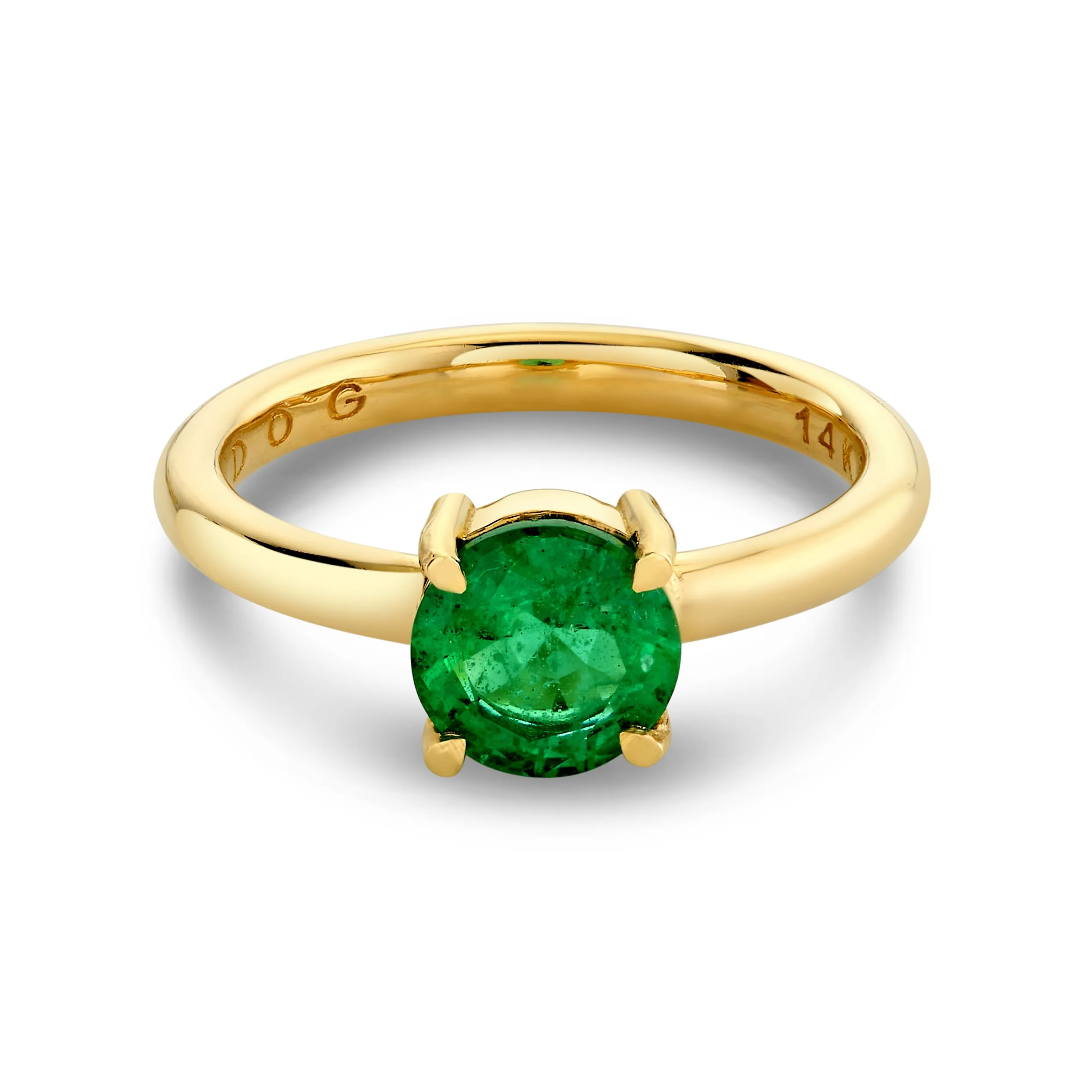 Emerald Round Solitaire Ring - Ring Size 6.5