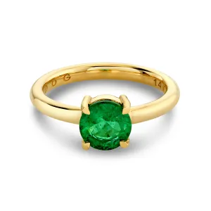 Emerald Round Solitaire Ring - Ring Size 6.5