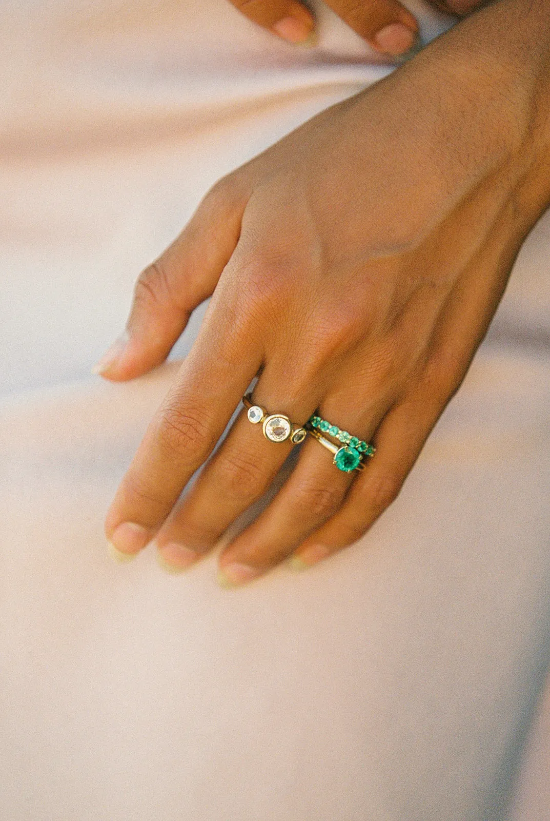 Emerald Round Solitaire Ring - Ring Size 6.5