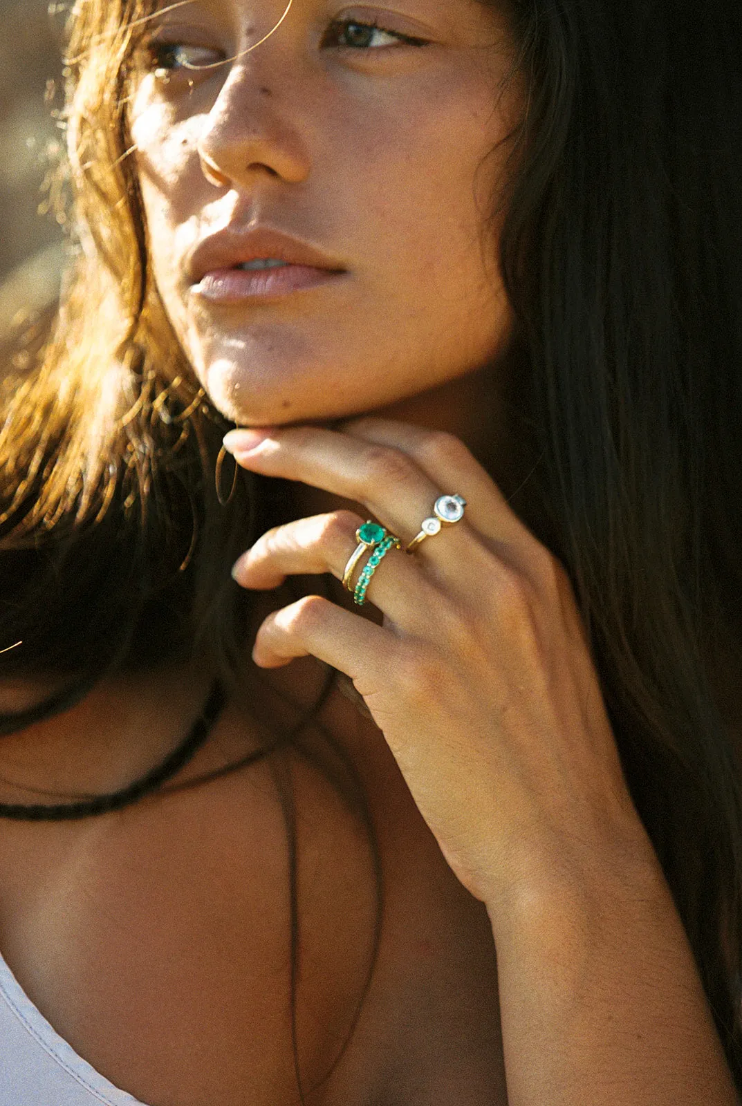 Emerald Round Solitaire Ring - Ring Size 6.5