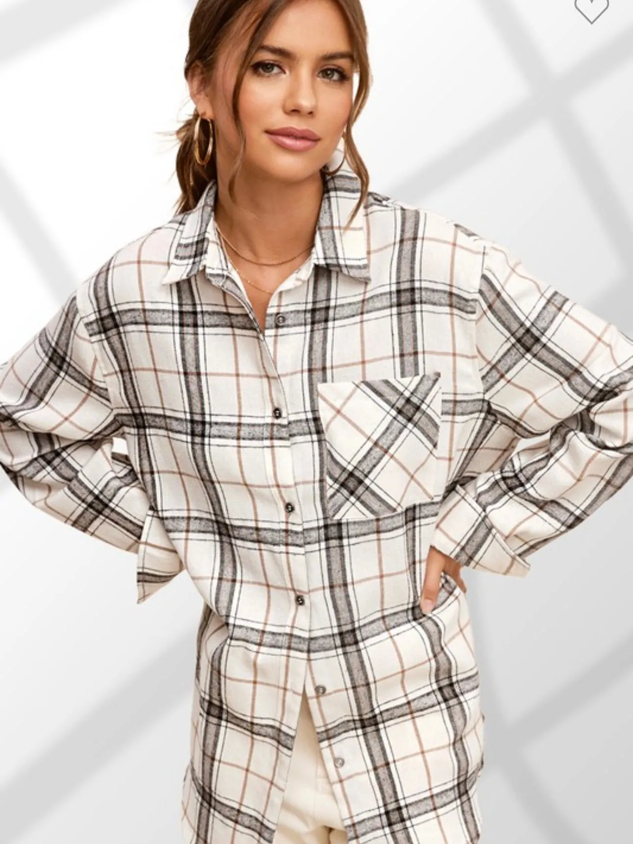 Encore Plaid Top: Bone