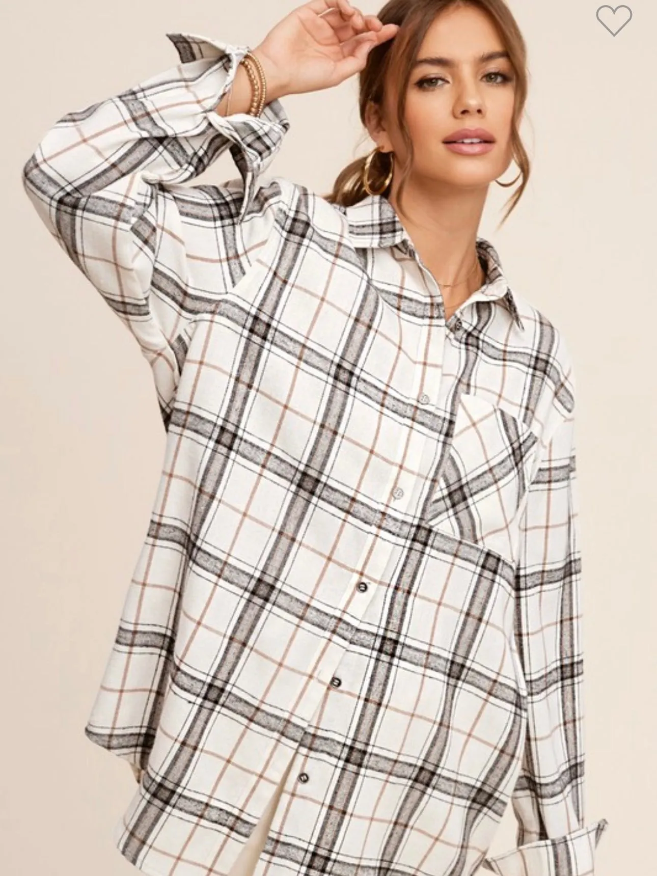 Encore Plaid Top: Bone