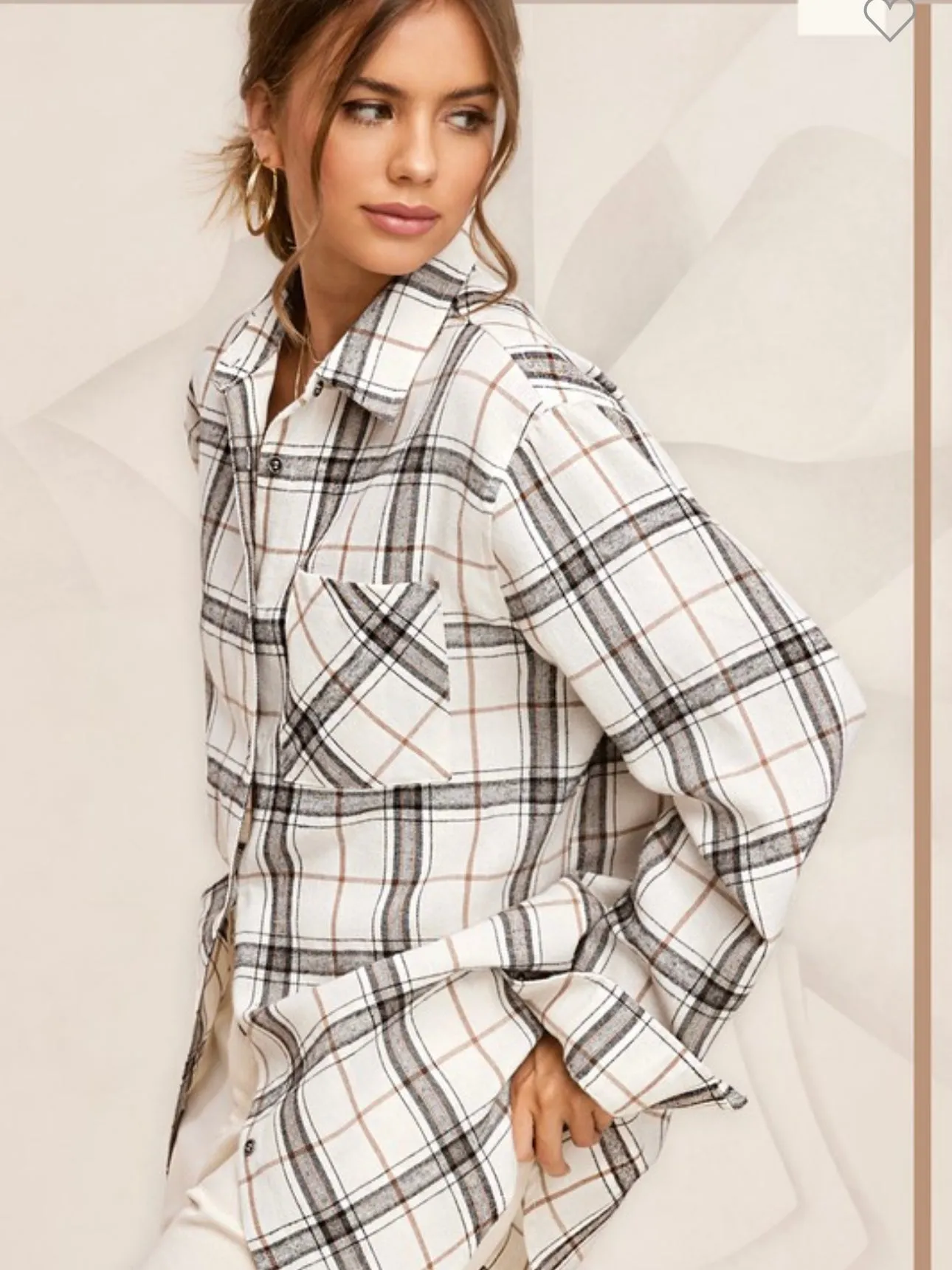 Encore Plaid Top: Bone