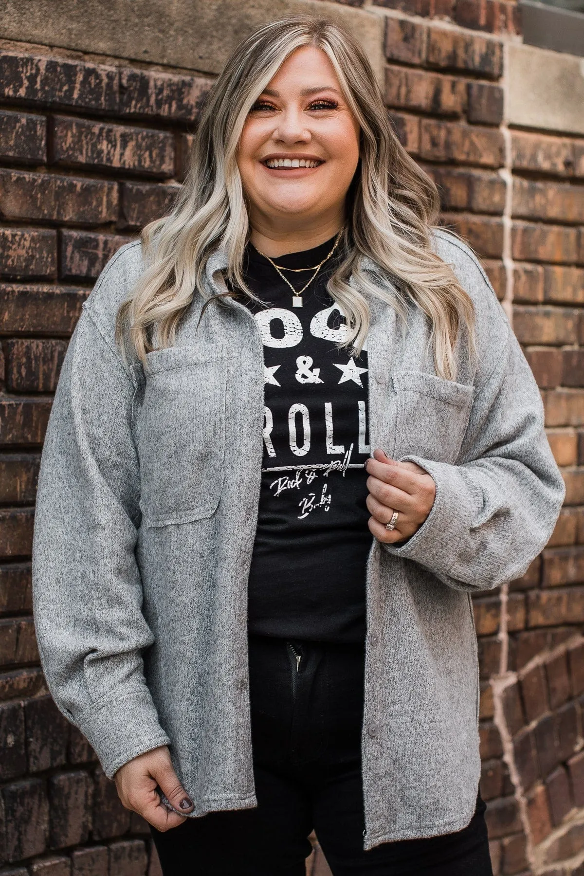 Endless Devotion Knit Shirt Jacket- Heather Grey