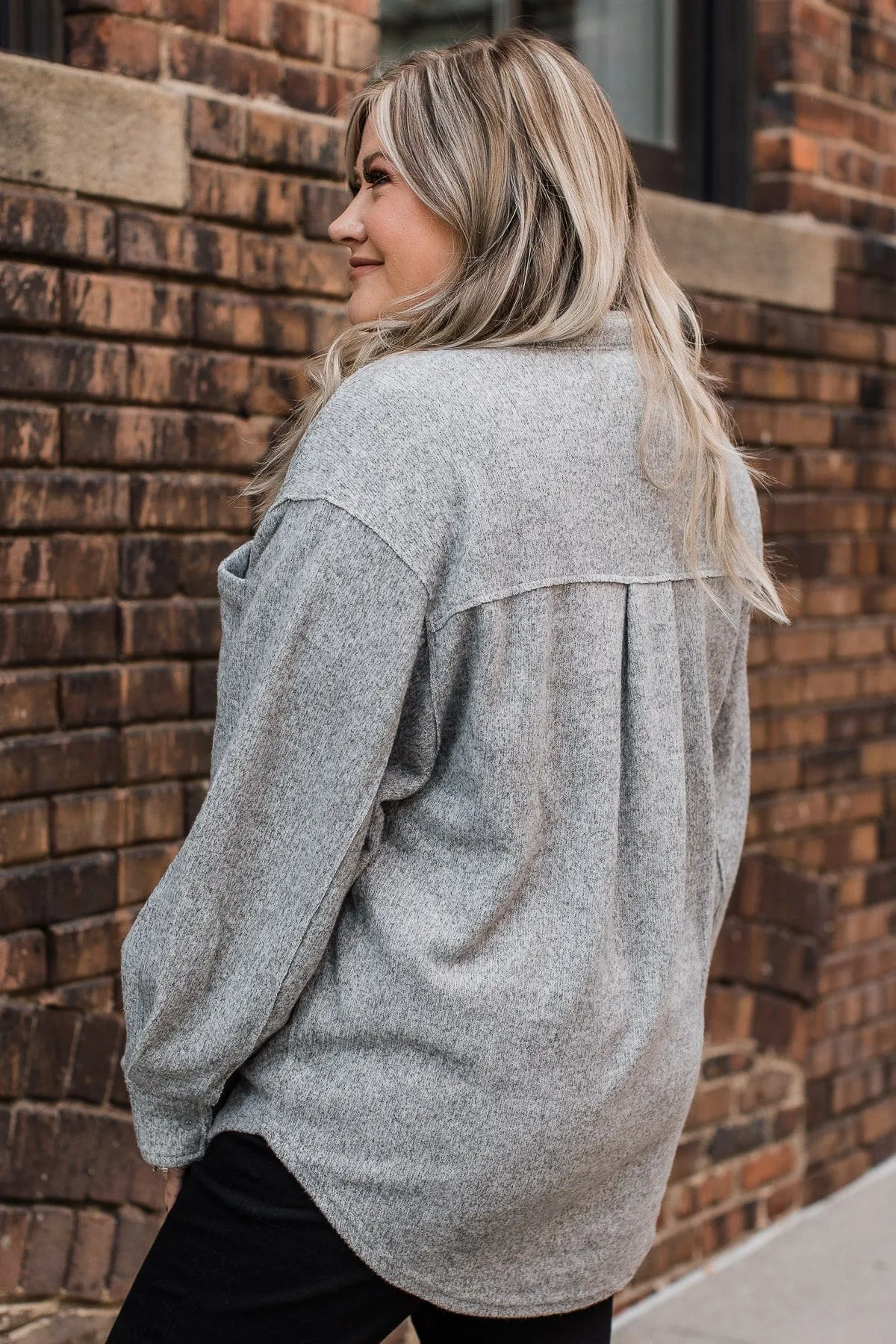 Endless Devotion Knit Shirt Jacket- Heather Grey