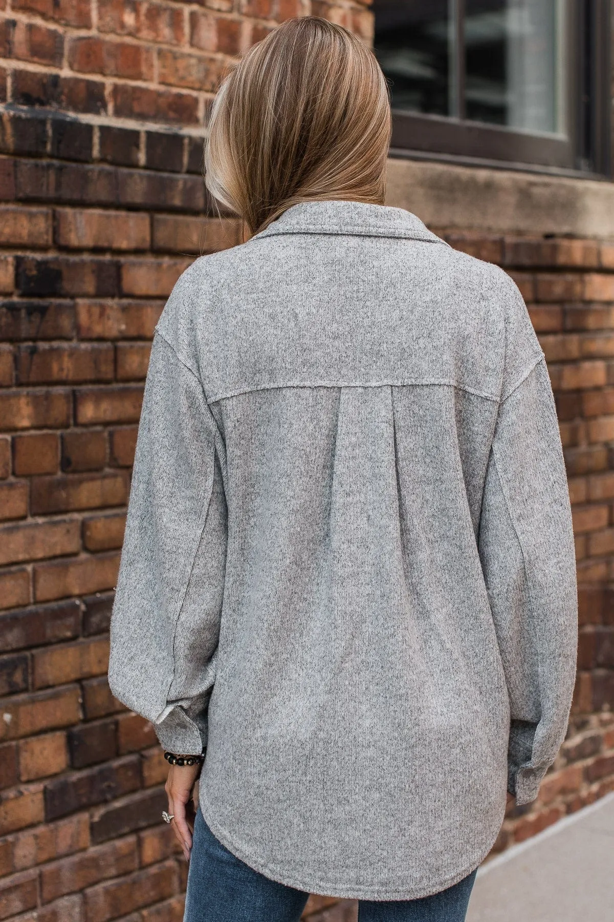 Endless Devotion Knit Shirt Jacket- Heather Grey