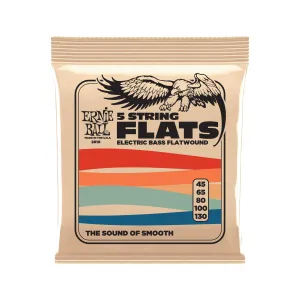 Ernie Ball Flatwound 5-String Electric Bass Strings, 45-130