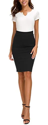 EXCHIC Women's High Waist Bodycon Midi Pencil Skirt