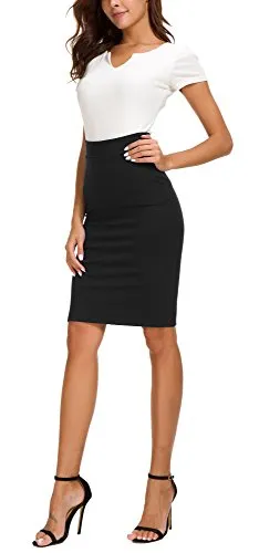 EXCHIC Women's High Waist Bodycon Midi Pencil Skirt