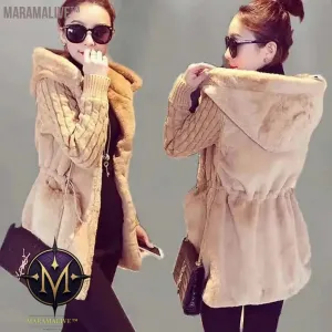 Fashion Faux Fur Coats Women Winter Plus Size S-4XL Hooded Classic Outwear Patchwork Thick Warm Luxury Knitted jacket