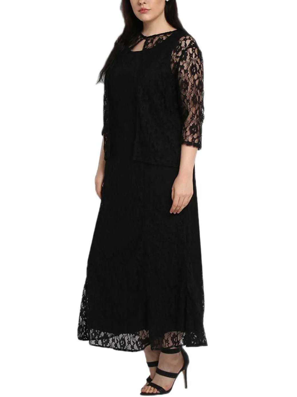 Fashion Large Size Women's Two-piece Fashion Sexy Lace Dress