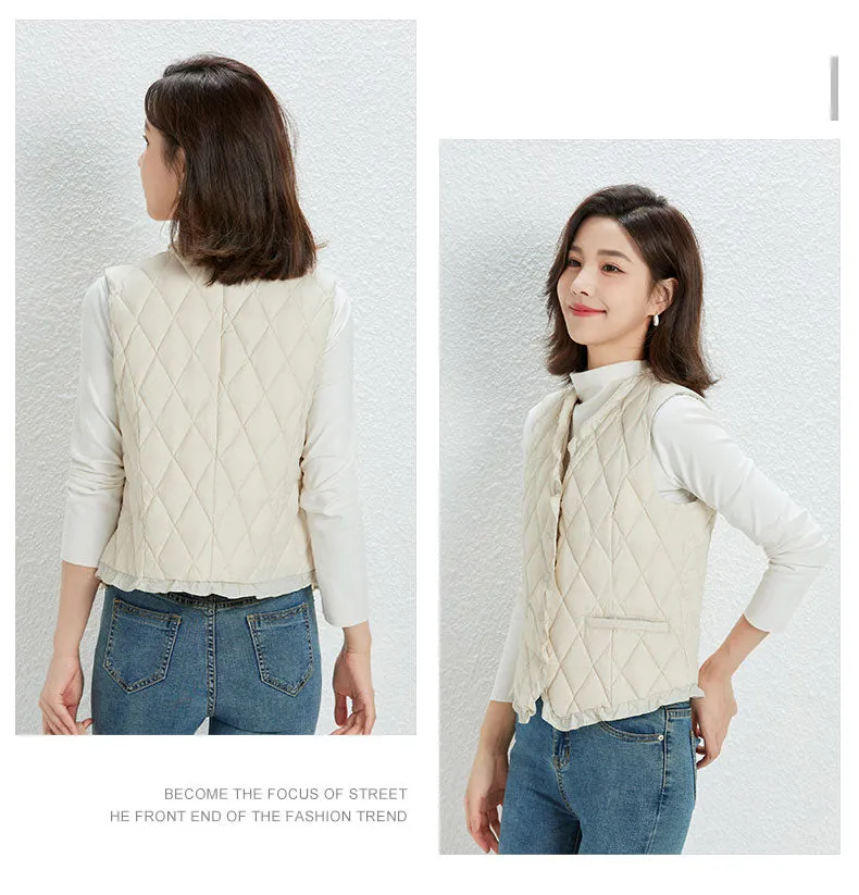 Fashion V Neck Vest Warm Down Coats