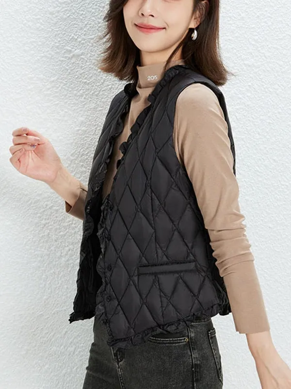 Fashion V Neck Vest Warm Down Coats