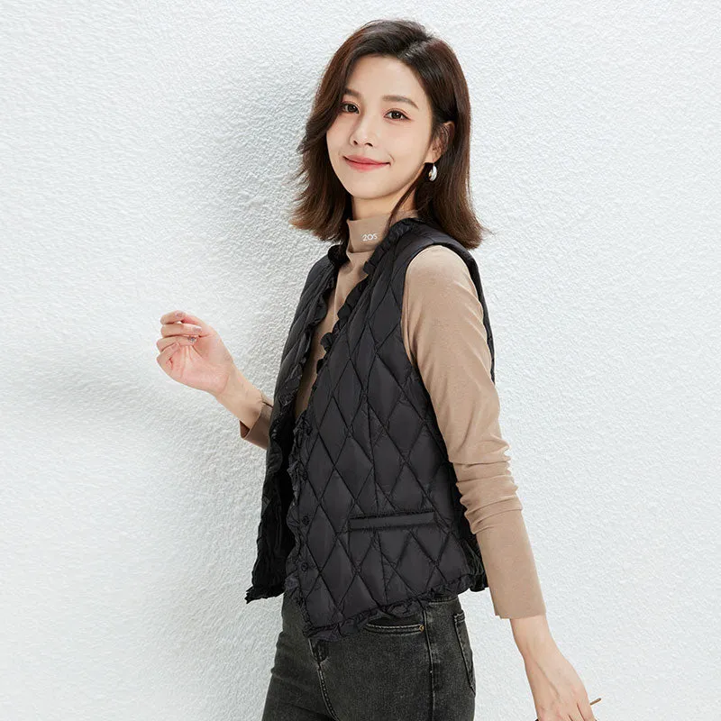 Fashion V Neck Vest Warm Down Coats