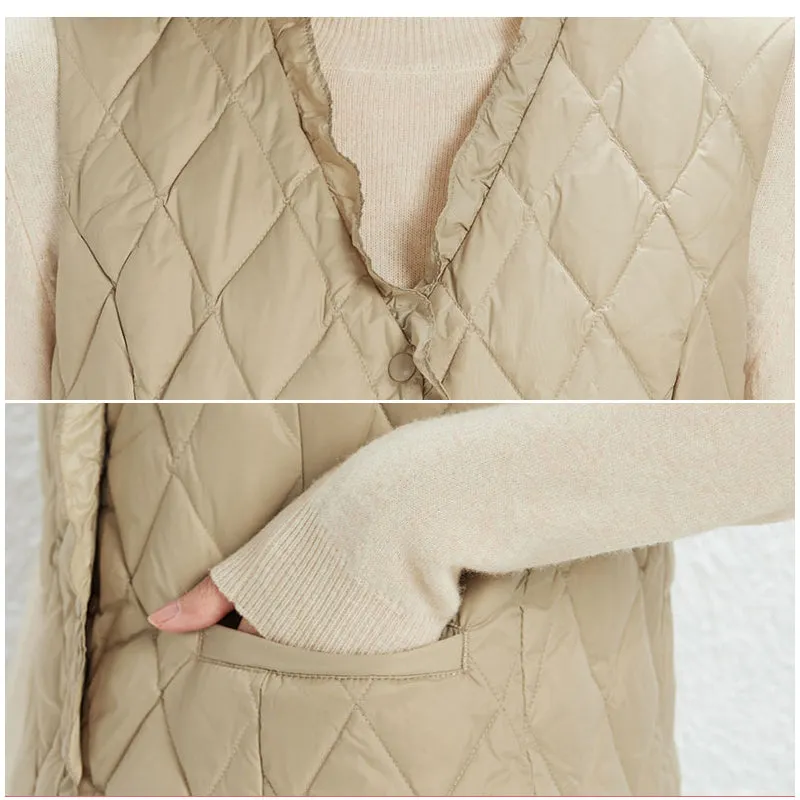 Fashion V Neck Vest Warm Down Coats