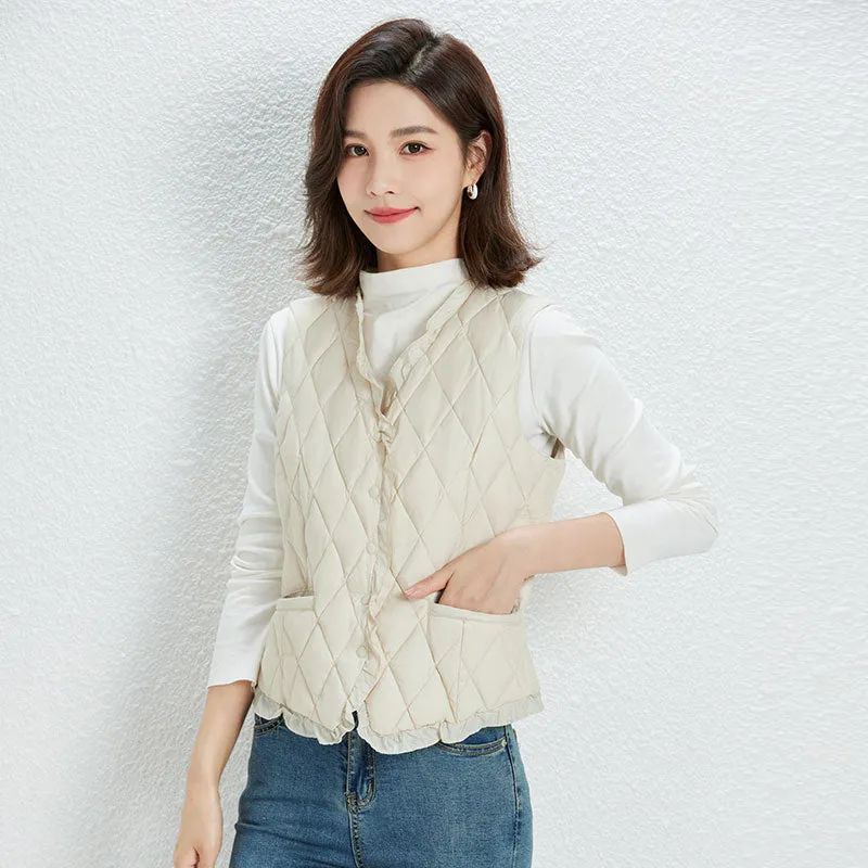Fashion V Neck Vest Warm Down Coats