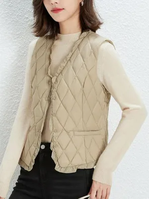 Fashion V Neck Vest Warm Down Coats