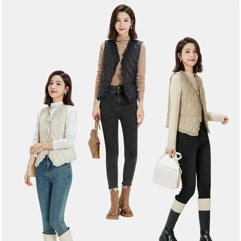 Fashion V Neck Vest Warm Down Coats
