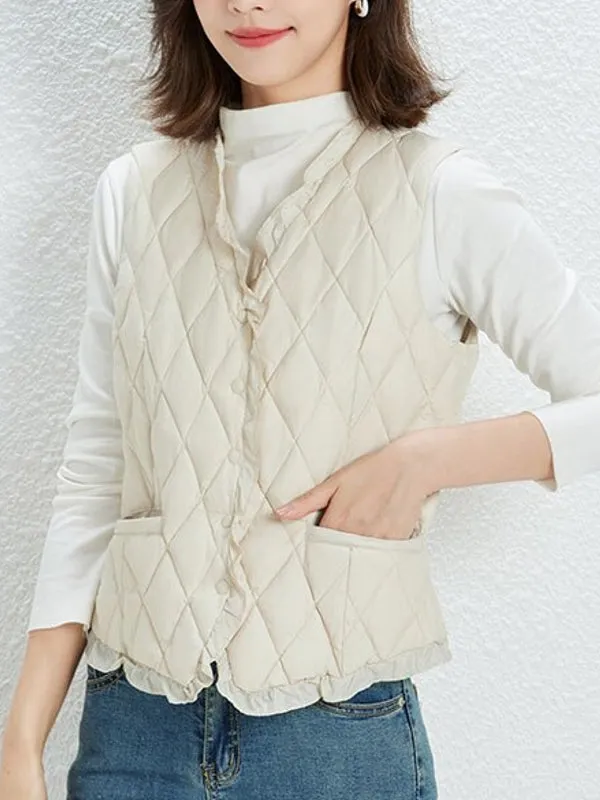 Fashion V Neck Vest Warm Down Coats