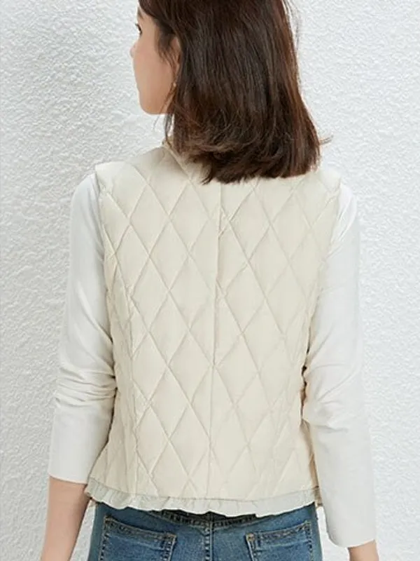 Fashion V Neck Vest Warm Down Coats