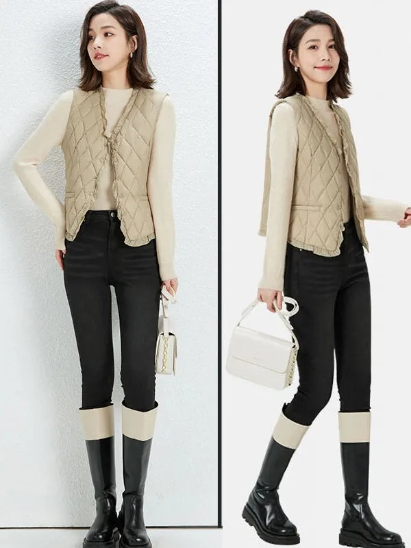 Fashion V Neck Vest Warm Down Coats