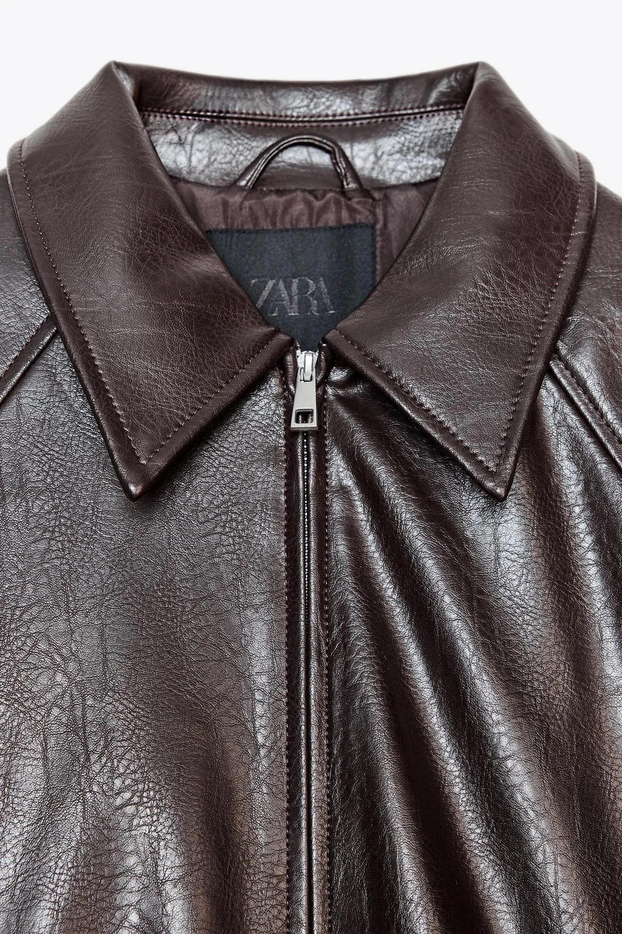 Faux leather bomber jacket