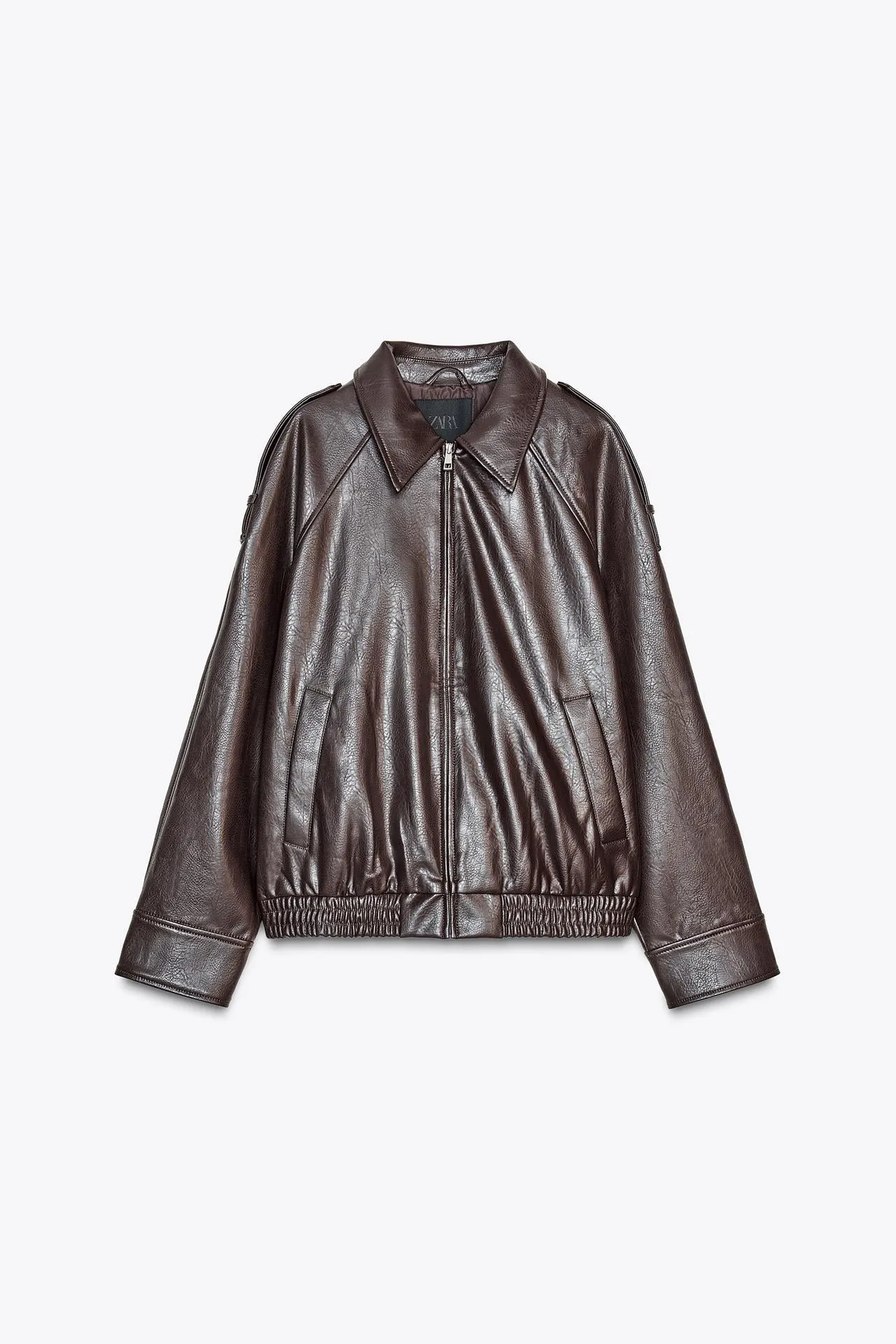 Faux leather bomber jacket