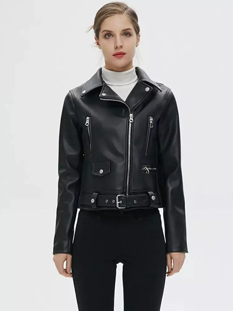 Faux Leather Jackets Zipper Basic Coat