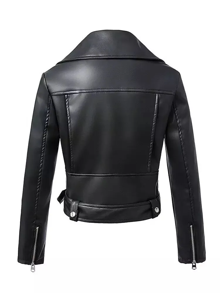 Faux Leather Jackets Zipper Basic Coat