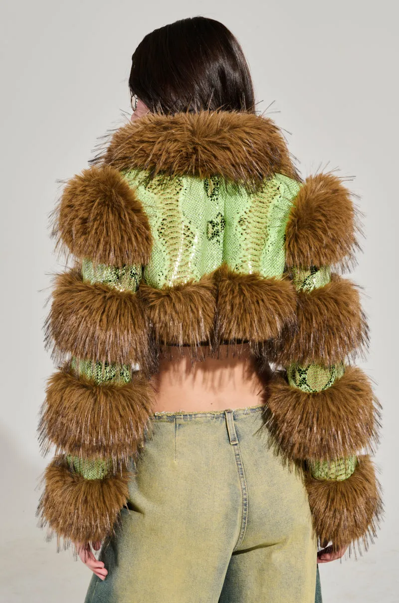FERNIE ULTRA CROP FUR TRIM MOTO